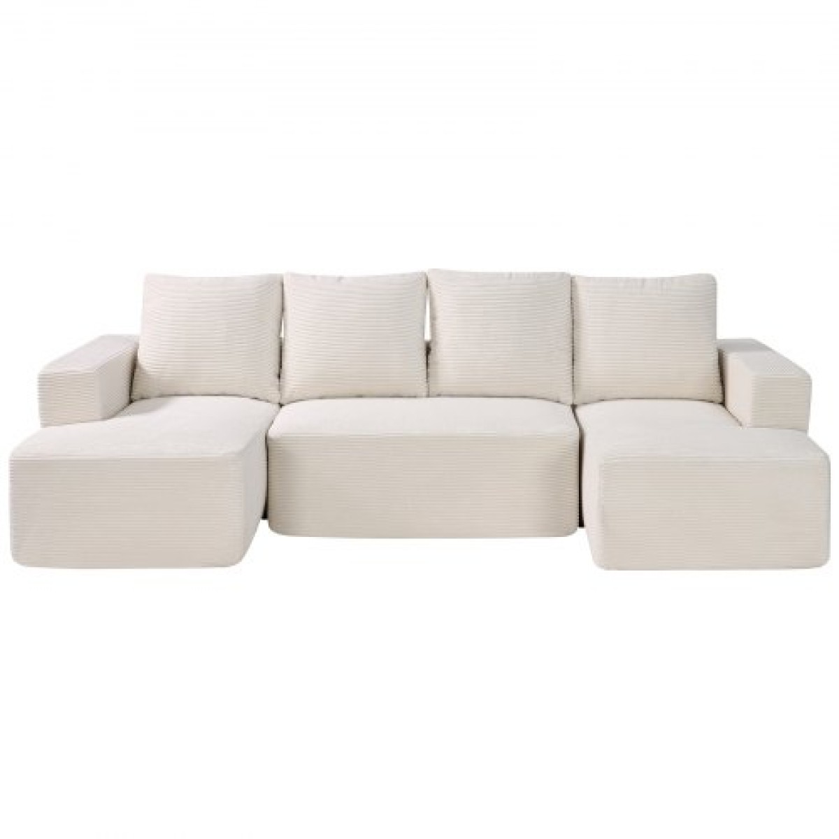 VEVOR Modular Sectional Καναπές, Σχήμα U Modular Καναπές με ξαπλώστρα, Cloud Sectional Καναπές με High Rebound Sponge and Density, Επενδυμένος κοτλέ καναπές με μαξιλάρι για το σαλόνι, Υπνοδωμάτιο, Μπεζ