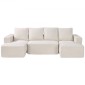 VEVOR Modular Sectional Καναπές, Σχήμα U Modular Καναπές με ξαπλώστρα, Cloud Sectional Καναπές με High Rebound Sponge and Density, Επενδυμένος κοτλέ καναπές με μαξιλάρι για το σαλόνι, Υπνοδωμάτιο, Μπεζ