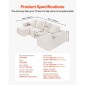 VEVOR Modular Sectional Καναπές, Σχήμα U Modular Καναπές με ξαπλώστρα, Cloud Sectional Καναπές με High Rebound Sponge and Density, Επενδυμένος κοτλέ καναπές με μαξιλάρι για το σαλόνι, Υπνοδωμάτιο, Μπεζ