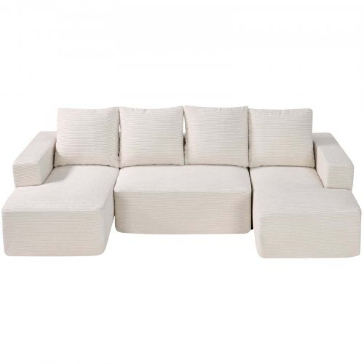 VEVOR Modular Sectional Καναπές, Σχήμα U Modular Καναπές με ξαπλώστρα, Cloud Sectional Καναπές με High Rebound Sponge and Density, Επενδυμένος κοτλέ καναπές με μαξιλάρι για το σαλόνι, Υπνοδωμάτιο, Μπεζ