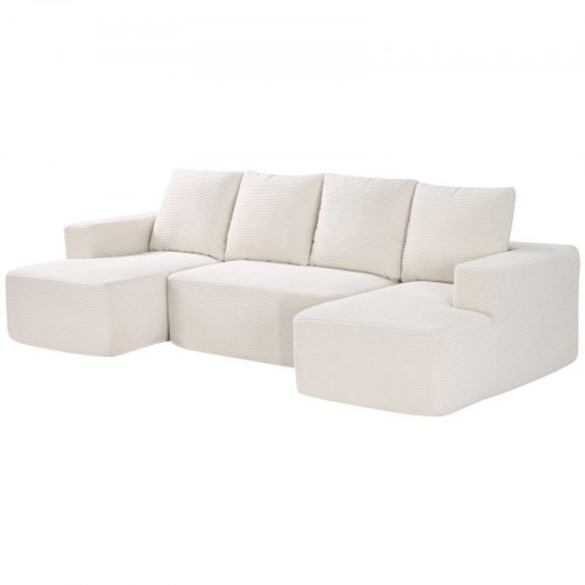 VEVOR Modular Sectional Καναπές, Σχήμα U Modular Καναπές με ξαπλώστρα, Cloud Sectional Καναπές με High Rebound Sponge and Density, Επενδυμένος κοτλέ καναπές με μαξιλάρι για το σαλόνι, Υπνοδωμάτιο, Μπεζ