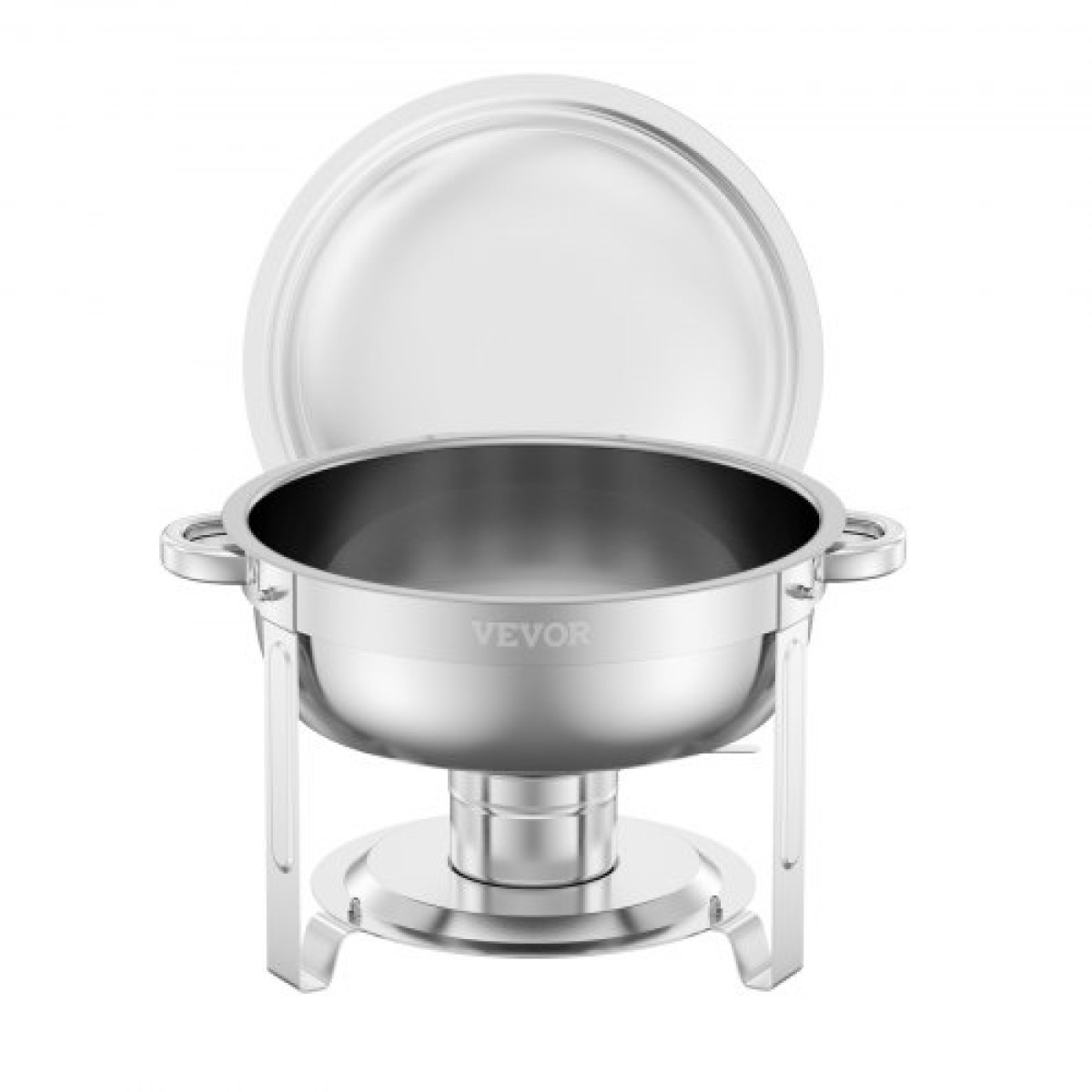 Σετ μπουφέ πιάτων VEVOR Chafing, 5 Qt 4 Pack, Chafer από ανοξείδωτο ατσάλι με 4 τηγάνια πλήρους μεγέθους, στρογγυλός θερμός διακομιστής κέτερινγκ με πτυσσόμενο κλιπ για ταψιά νερού με καπάκι, για δεξιώσεις γάμου, ασημί