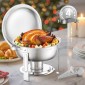 Σετ μπουφέ πιάτων VEVOR Chafing, 5 Qt 4 Pack, Chafer από ανοξείδωτο ατσάλι με 4 τηγάνια πλήρους μεγέθους, στρογγυλός θερμός διακομιστής κέτερινγκ με πτυσσόμενο κλιπ για ταψιά νερού με καπάκι, για δεξιώσεις γάμου, ασημί
