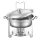 Σετ μπουφέ πιάτων VEVOR Chafing, 5 Qt 4 Pack, Chafer από ανοξείδωτο ατσάλι με 4 τηγάνια πλήρους μεγέθους, στρογγυλός θερμός διακομιστής κέτερινγκ με πτυσσόμενο κλιπ για ταψιά νερού με καπάκι, για δεξιώσεις γάμου, ασημί