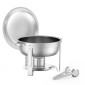Σετ μπουφέ πιάτων VEVOR Chafing, 5 Qt 4 Pack, Chafer από ανοξείδωτο ατσάλι με 4 τηγάνια πλήρους μεγέθους, στρογγυλός θερμός διακομιστής κέτερινγκ με πτυσσόμενο κλιπ για ταψιά νερού με καπάκι, για δεξιώσεις γάμου, ασημί