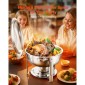 VEVOR Chafing Dish Dish Buffet Set, 5 Qt 2 Pack, Chafer από ανοξείδωτο ατσάλι με 2 τηγάνια πλήρους μεγέθους, στρογγυλός θερμός διακομιστής Catering με καπάκι Water Pan Πτυσσόμενο σταντ κλιπ, για δεξιώσεις γάμου, ασημί