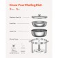 VEVOR Chafing Dish Dish Buffet Set, 5 Qt 2 Pack, Chafer από ανοξείδωτο ατσάλι με 2 τηγάνια πλήρους μεγέθους, στρογγυλός θερμός διακομιστής Catering με καπάκι Water Pan Πτυσσόμενο σταντ κλιπ, για δεξιώσεις γάμου, ασημί