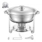 VEVOR Chafing Dish Dish Buffet Set, 5 Qt 2 Pack, Chafer από ανοξείδωτο ατσάλι με 2 τηγάνια πλήρους μεγέθους, στρογγυλός θερμός διακομιστής Catering με καπάκι Water Pan Πτυσσόμενο σταντ κλιπ, για δεξιώσεις γάμου, ασημί