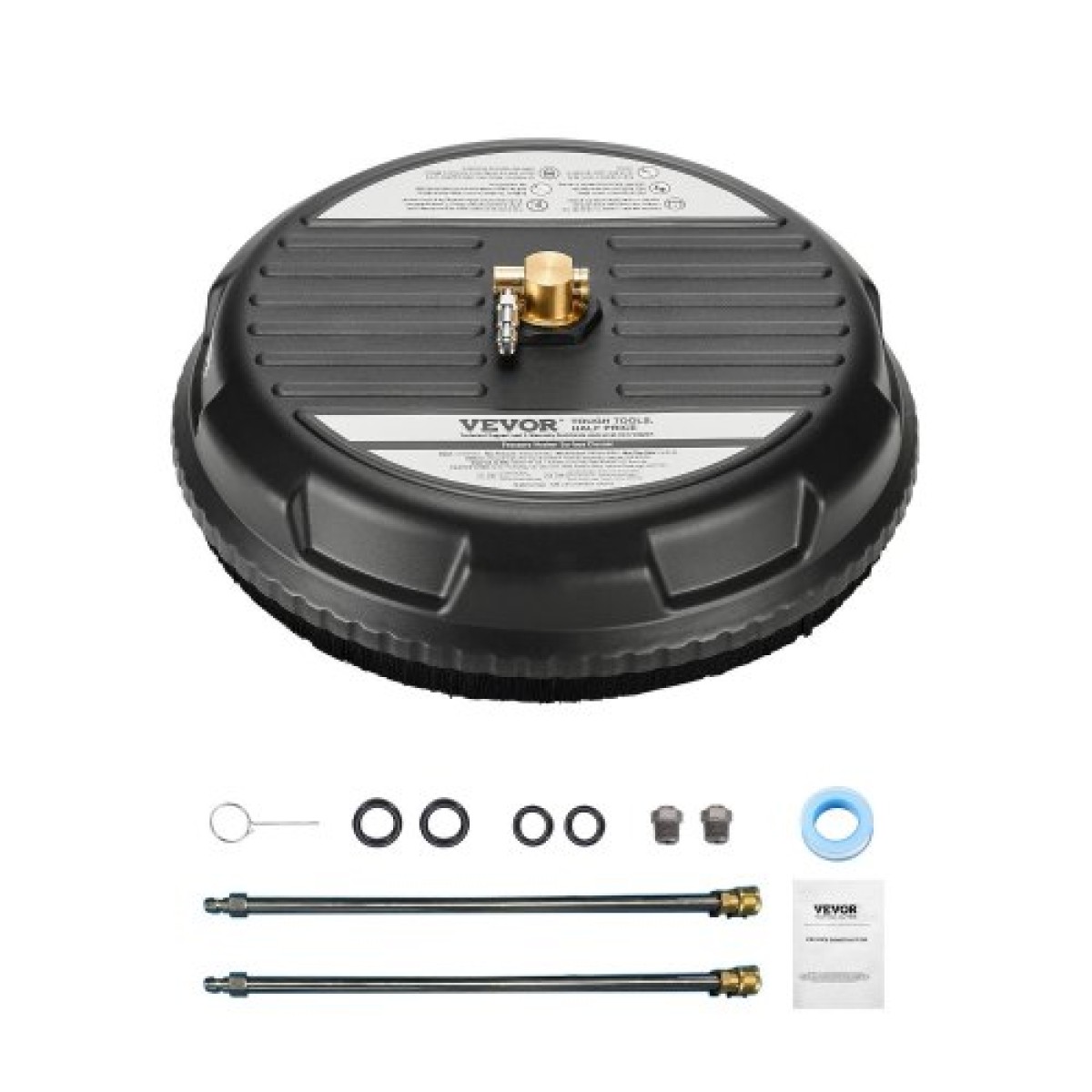 VEVOR 15" Καθαριστικό επιφάνειας πλύσης πίεσης, Πλαστικά εξαρτήματα πλύσης πίεσης με 4 τροχούς, 4000 Max PSI, 1/4 Quick Connector, 2 ακροφύσια ψεκασμού, 2 εκτεταμένα ραβδιά για δρόμο, πεζοδρόμιο, βεράντα, κατάστρωμα
