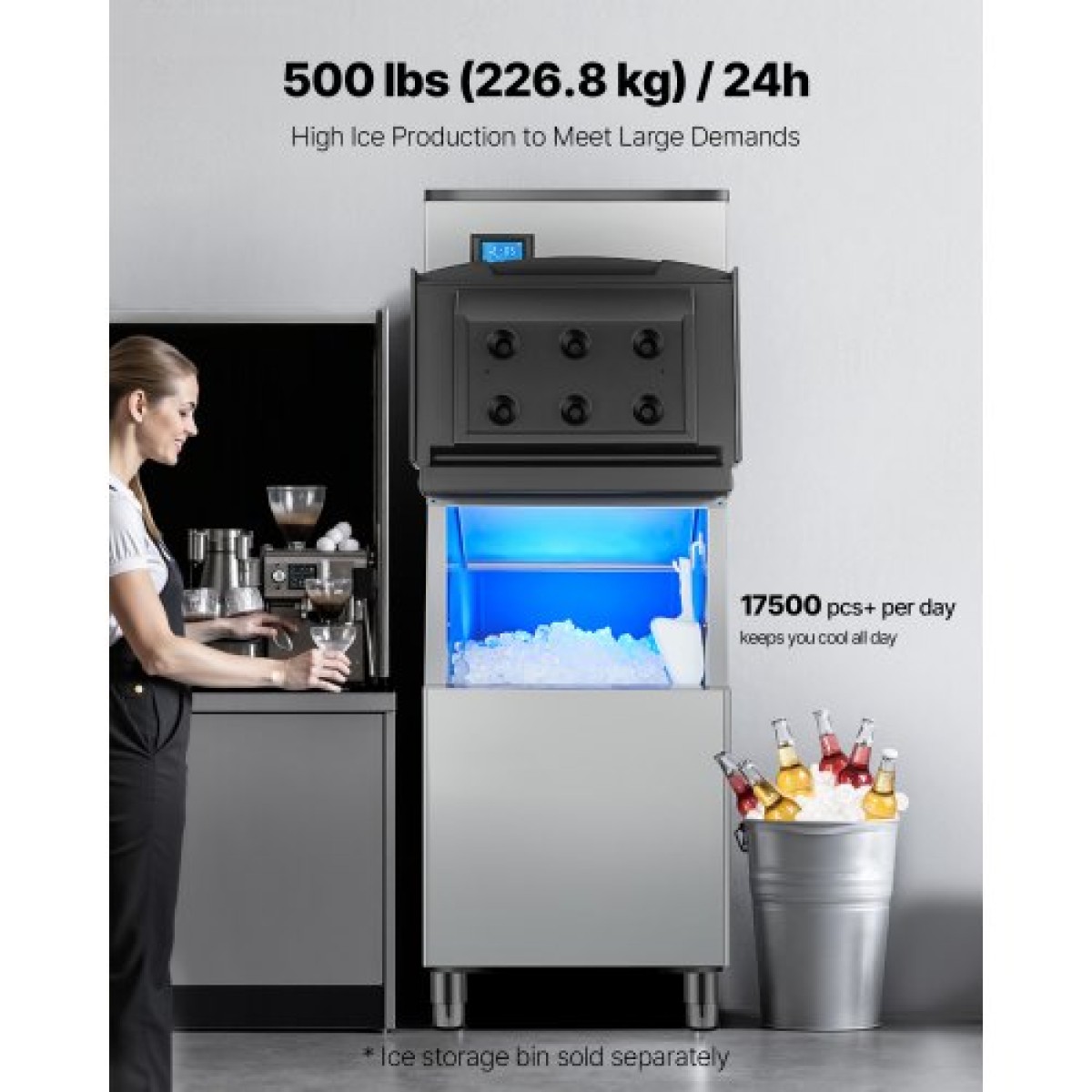 VEVOR Commercial Ice Maker 500 lbs/24 h Αυτοκαθαριζόμενη παγομηχανή - Μόνο κεφαλή