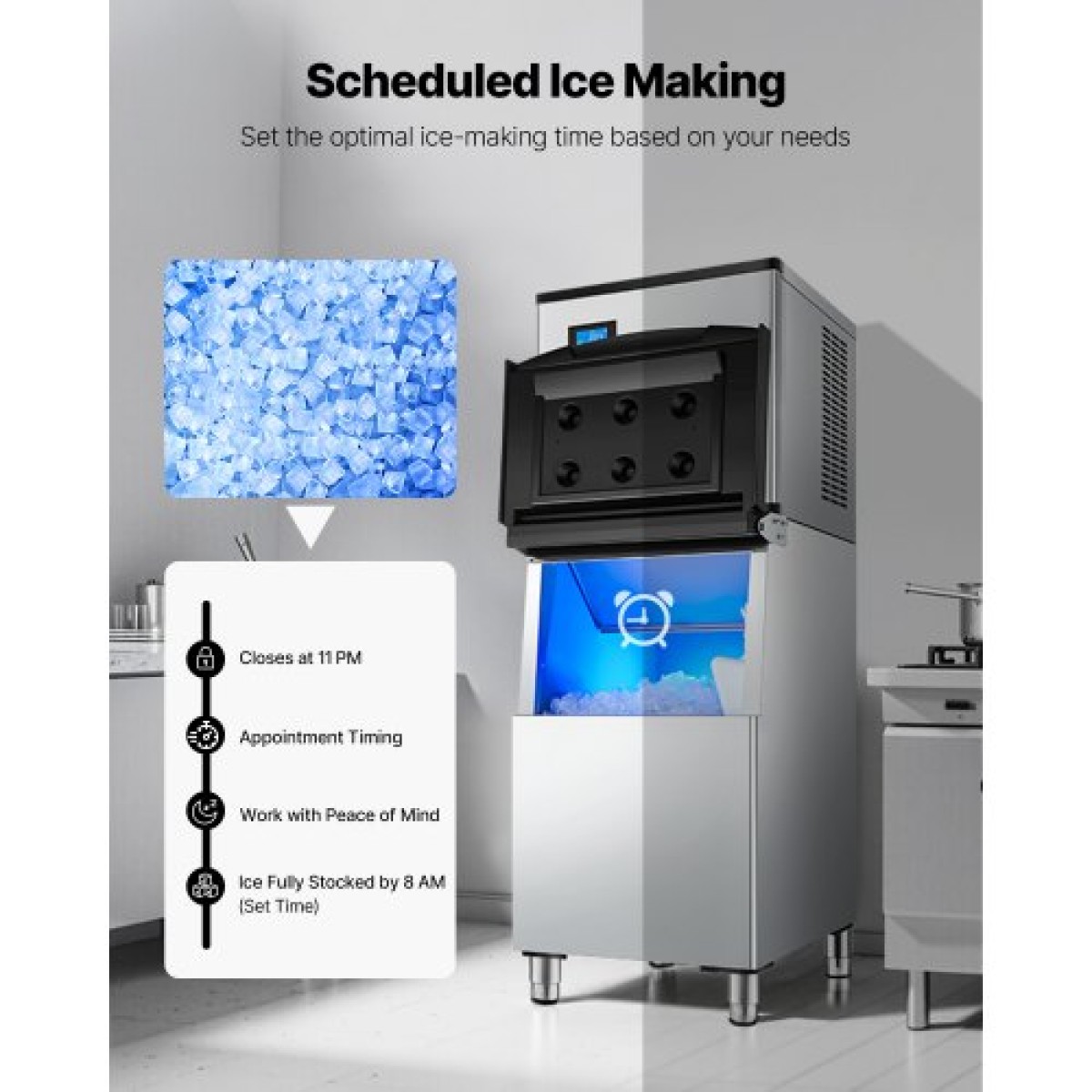 VEVOR Commercial Ice Maker 500 lbs/24 h Αυτοκαθαριζόμενη παγομηχανή - Μόνο κεφαλή