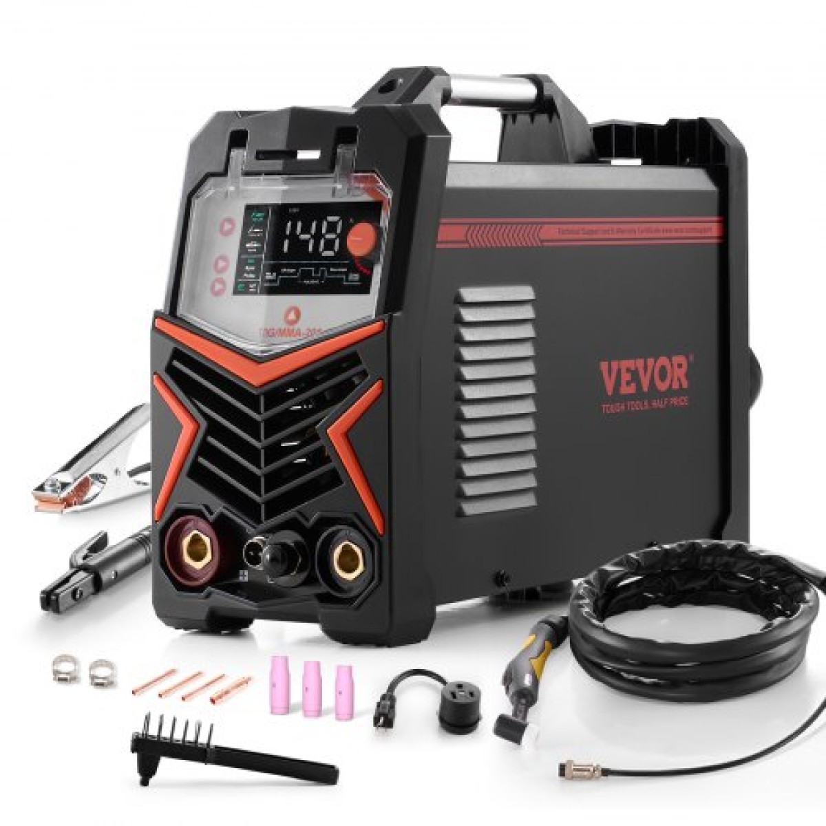 VEVOR TIG Welder, 205A 3-in-1 Welding Machine (μεγάλη οθόνη LED)- DC TIG/DC Pulse TIG/MMA(Stick), Ηλεκτρικός συγκολλητής με εκκίνηση υψηλής συχνότητας IGBT Inverter