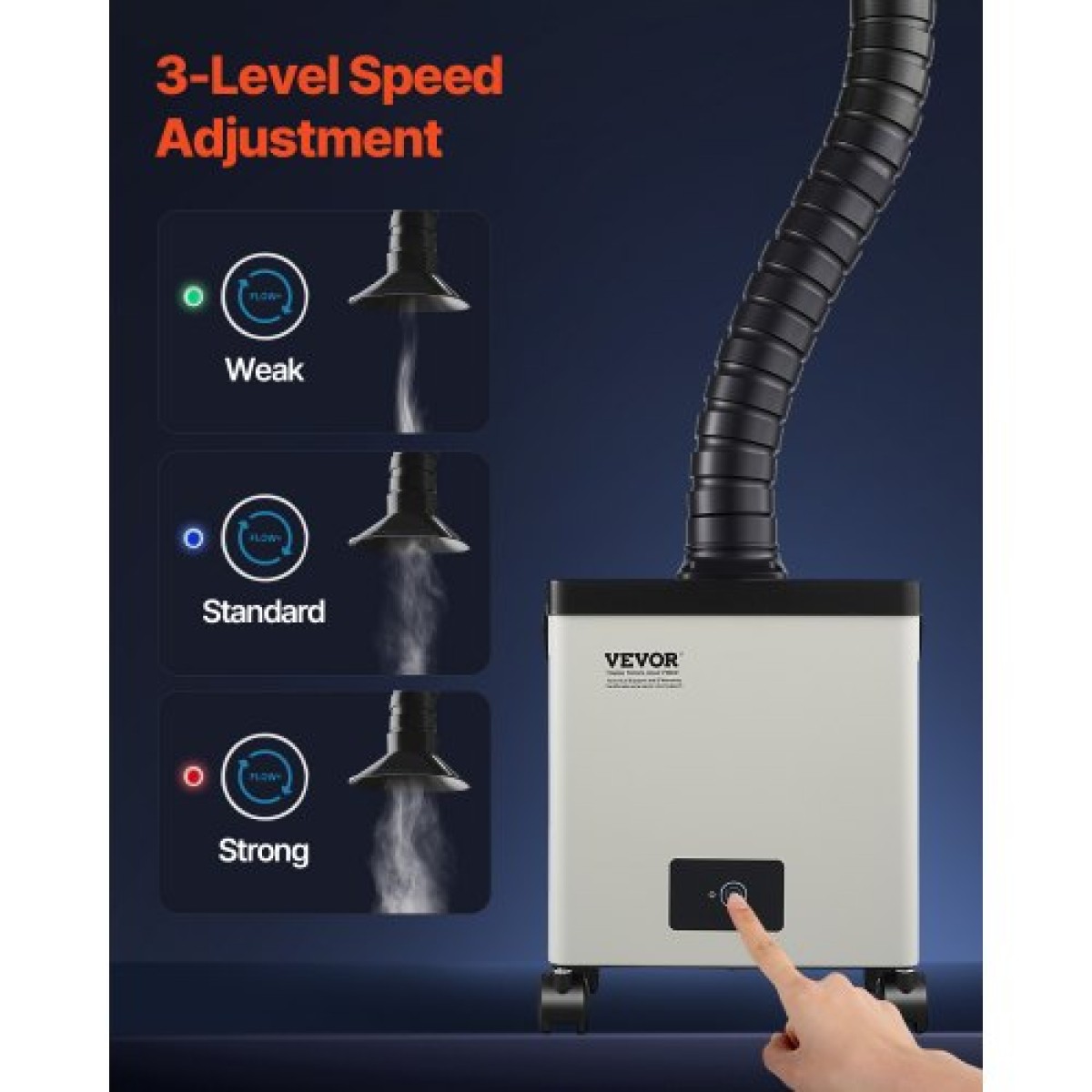 VEVOR Solder Fume Extractor, 85W Brushless Soldering Smoke Absorber με φίλτρα 3 σταδίων & ρύθμιση 3 ταχυτήτων, 200m³/h Ισχυρή αναρρόφηση Solder Smoke Purifier για συγκόλληση, χάραξη, DIY συγκόλληση, κομμωτήριο