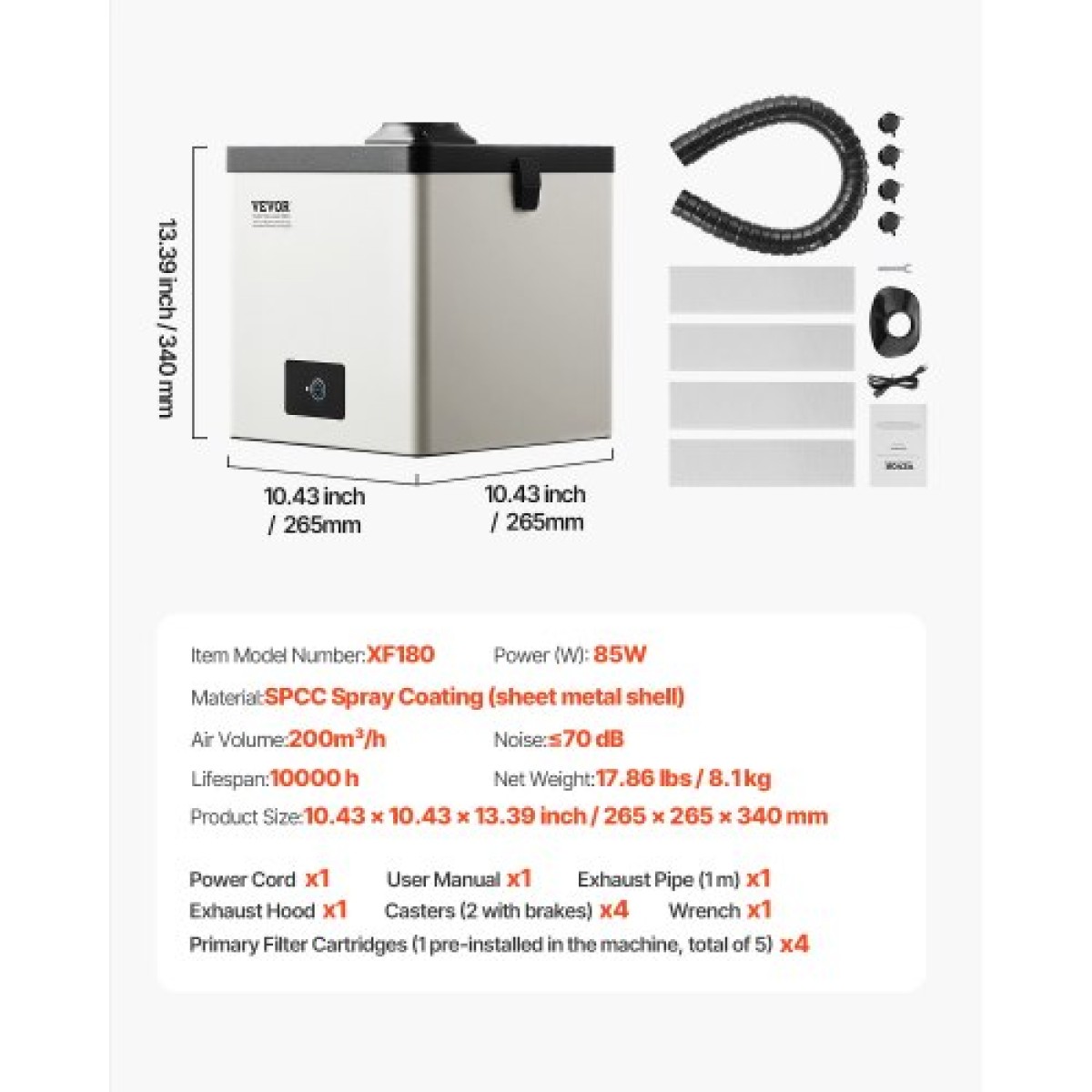 VEVOR Solder Fume Extractor, 85W Brushless Soldering Smoke Absorber με φίλτρα 3 σταδίων & ρύθμιση 3 ταχυτήτων, 200m³/h Ισχυρή αναρρόφηση Solder Smoke Purifier για συγκόλληση, χάραξη, DIY συγκόλληση, κομμωτήριο