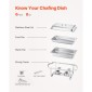 VEVOR Chafing Dish Dish Buffet Set, 8 Qt 6 Pack, Chafer από ανοξείδωτο χάλυβα με 6 τηγάνια πλήρους μεγέθους, Ορθογώνιος διακομιστής Catering Warmer με Καπάκι Water Pan Stand Θήκη καυσίμου, για Γαμήλια πάρτι Δείπνα, Ασημί