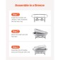 VEVOR Chafing Dish Dish Buffet Set, 8 Qt 6 Pack, Chafer από ανοξείδωτο χάλυβα με 6 τηγάνια πλήρους μεγέθους, Ορθογώνιος διακομιστής Catering Warmer με Καπάκι Water Pan Stand Θήκη καυσίμου, για Γαμήλια πάρτι Δείπνα, Ασημί