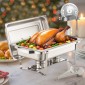 VEVOR Chafing Dish Dish Buffet Set, 8 Qt 6 Pack, Chafer από ανοξείδωτο χάλυβα με 6 τηγάνια πλήρους μεγέθους, Ορθογώνιος διακομιστής Catering Warmer με Καπάκι Water Pan Stand Θήκη καυσίμου, για Γαμήλια πάρτι Δείπνα, Ασημί