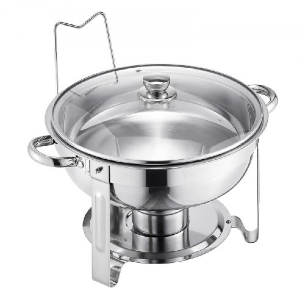 VEVOR Chafing Dish Dish Buffet Set, 5 Qt 4 Pack, Chafer από ανοξείδωτο ατσάλι με 4 τηγάνι πλήρους μεγέθους, στρογγυλός θερμαντήρας catering με γυάλινο καπάκι Πτυσσόμενη βάση καυσίμου, για δείπνο σε γαμήλια δεξίωση