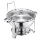 VEVOR Chafing Dish Dish Buffet Set, 5 Qt 4 Pack, Chafer από ανοξείδωτο ατσάλι με 4 τηγάνι πλήρους μεγέθους, στρογγυλός θερμαντήρας catering με γυάλινο καπάκι Πτυσσόμενη βάση καυσίμου, για δείπνο σε γαμήλια δεξίωση