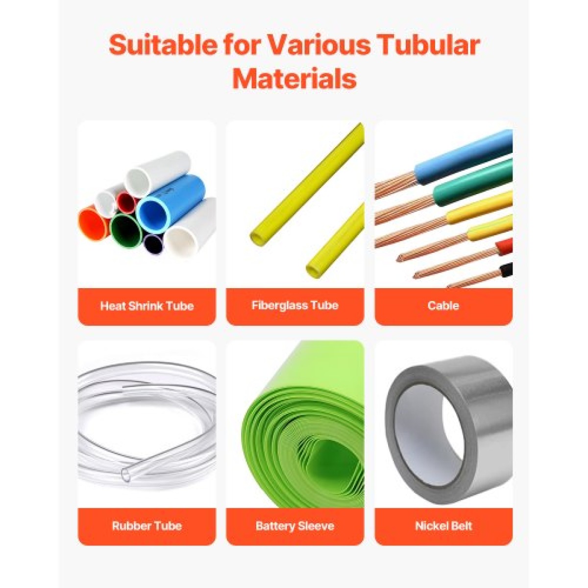 VEVOR Auto Heat-Shrink Tube Cutter, Καλωδιακή μηχανή κοπής σωλήνων με πλάτος κοπής 1mm-85mm, 0,1mm-99999,9mm μήκος, Αυτόματος κόφτης σωλήνων για θερμοσυστελλόμενο σωλήνα, σωλήνας υαλοβάμβακα, καλώδιο, κίτρινοι σωλήνες κεριού