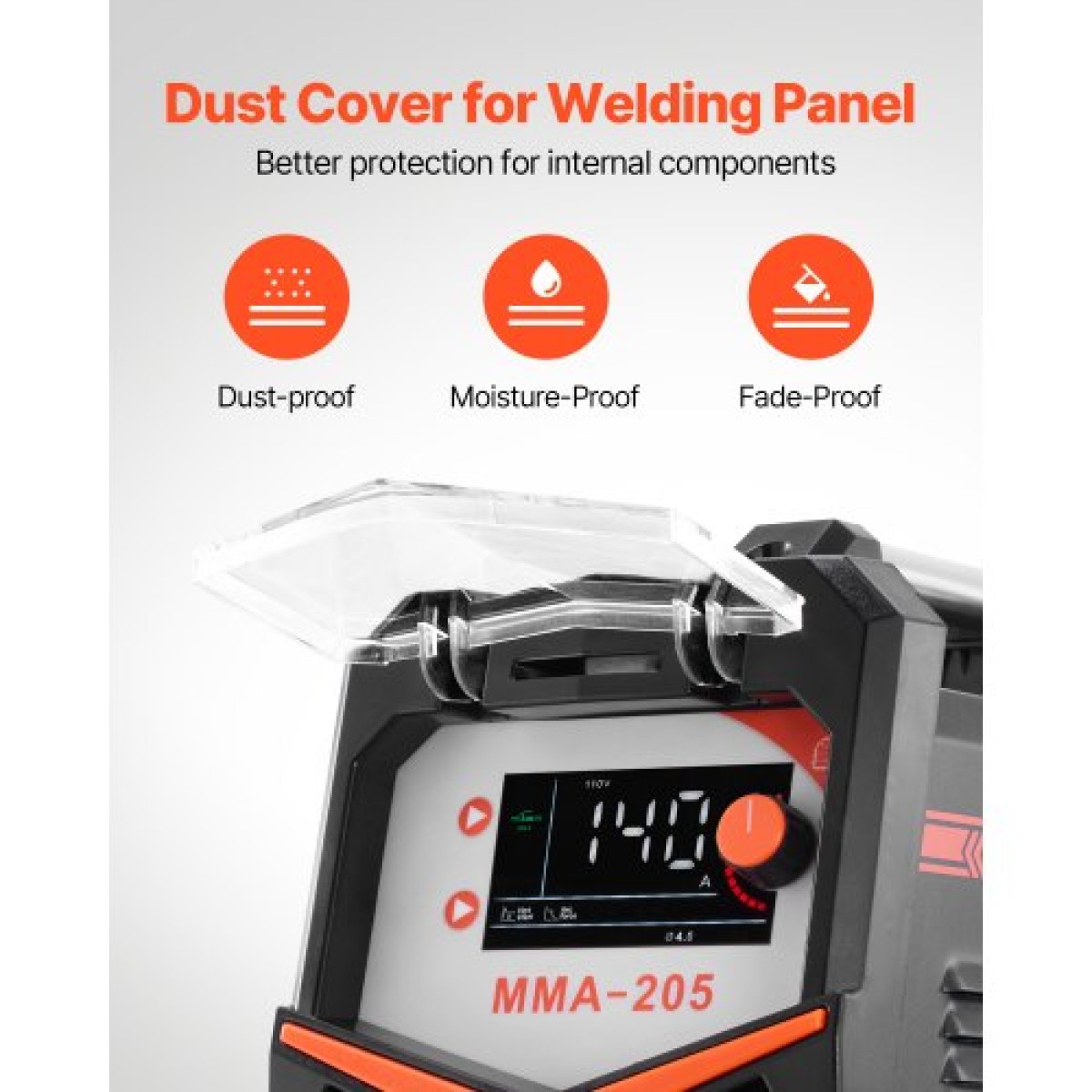 VEVOR MMA Welder, 205A 2-in-1 MMA Lift TIG Stick Welding Machine, IGBT Inverter Portable Welder Engine with Digital Display, Hot Start Arc Force Anti-Stick (Δεν περιλαμβάνεται ο φακός ανύψωσης)