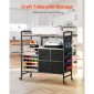 VEVOR Rolling Craft Cart and Storage Table, Συμβατό με Cricut Machines, Crafting Table Organizer Workstation, Craft Rolling Storage Organizer με 20 θήκες για ρολά βινυλίου και 3 συρτάρια, μαύρο