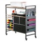 VEVOR Rolling Craft Cart and Storage Table, Συμβατό με Cricut Machines, Crafting Table Organizer Workstation, Craft Rolling Storage Organizer με 20 θήκες για ρολά βινυλίου και 3 συρτάρια, μαύρο