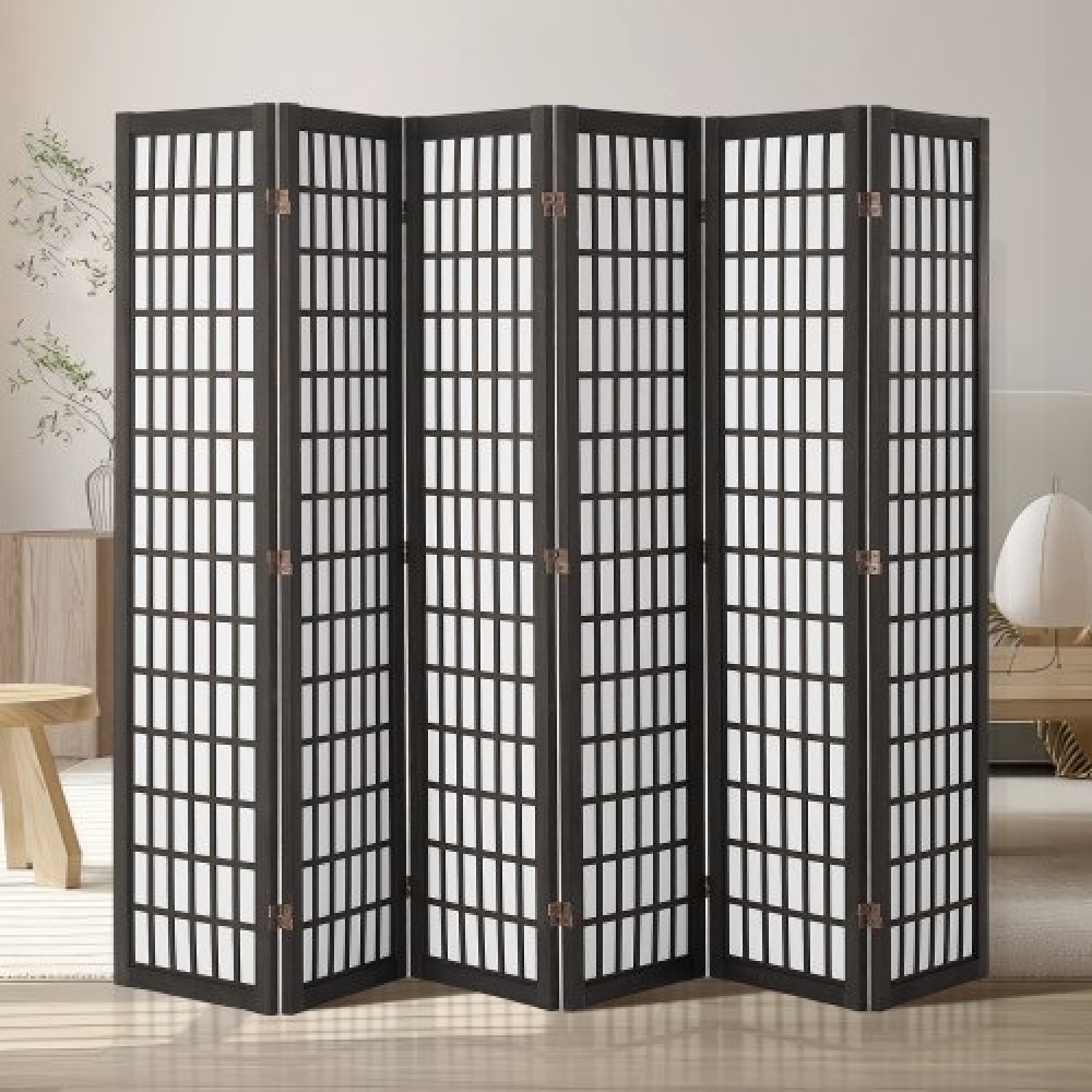 VEVOR Room Divider Japanese Wall Divider 4 Pane for Room Separation (Black)