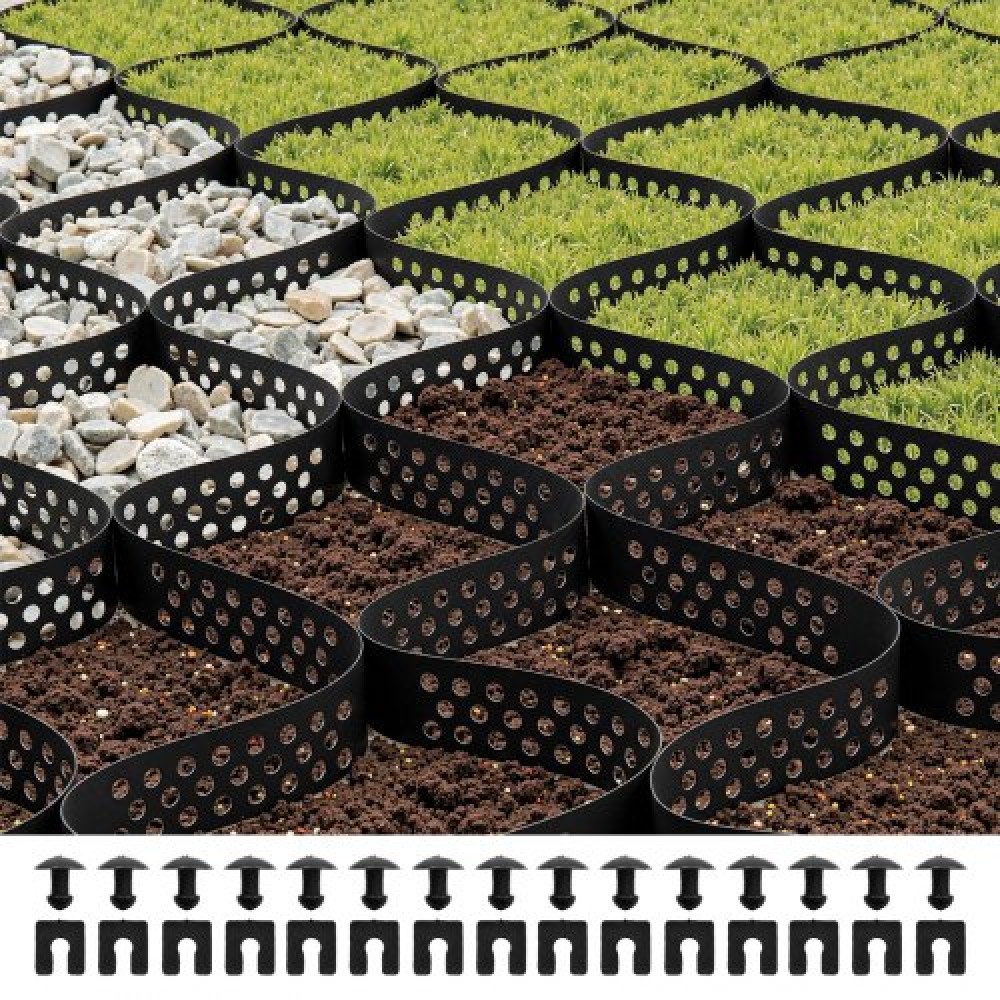 VEVOR Gravel Grid, 2 inch Depth, 17,06 x 8,86 FT / 5200 x 2700 mm, 1880 LBS Per Sq ft Grass Ground Retainer, Permeable Geo Grids Driveway Stabilization, for Garden, Patio, Walkway, RV Parking Slopes