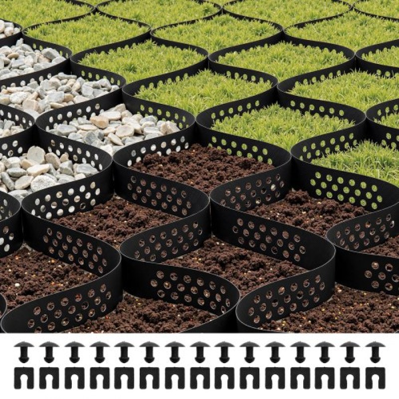 VEVOR Gravel Grid, 2 Inch Depth, 16,4 x 6,5 FT / 5000 x 1980 mm, 1880 LBS Per Sq ft Grass Ground Retainer, Permeable Geo Grids Driveway Stabilization, for Garden, Patio, Walkway, RV Parking Slopes