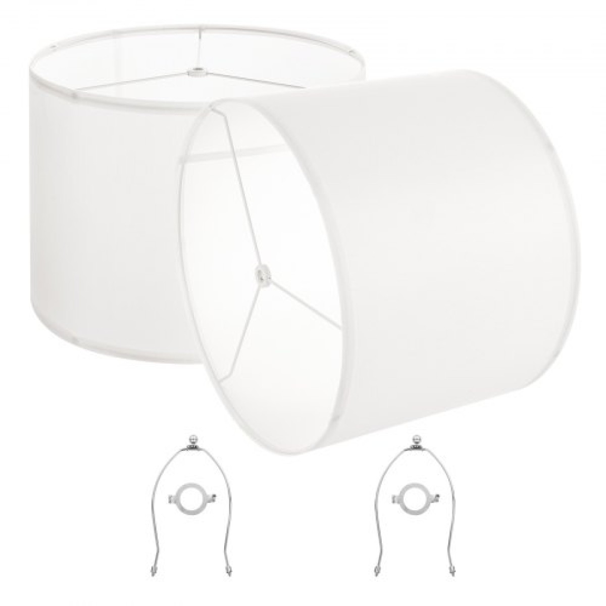 VEVOR Drum Lamp Shade 2 Set, 16 in Top x 16 in Bottom x 12 in High, Large Lampshade with Harp, Ανταλλακτικό φωτιστικό για επιτραπέζια φωτιστικά Φωτιστικά δαπέδου Κρεμαστά φώτα, Απαιτείται εύκολη συναρμολόγηση (εκρού)