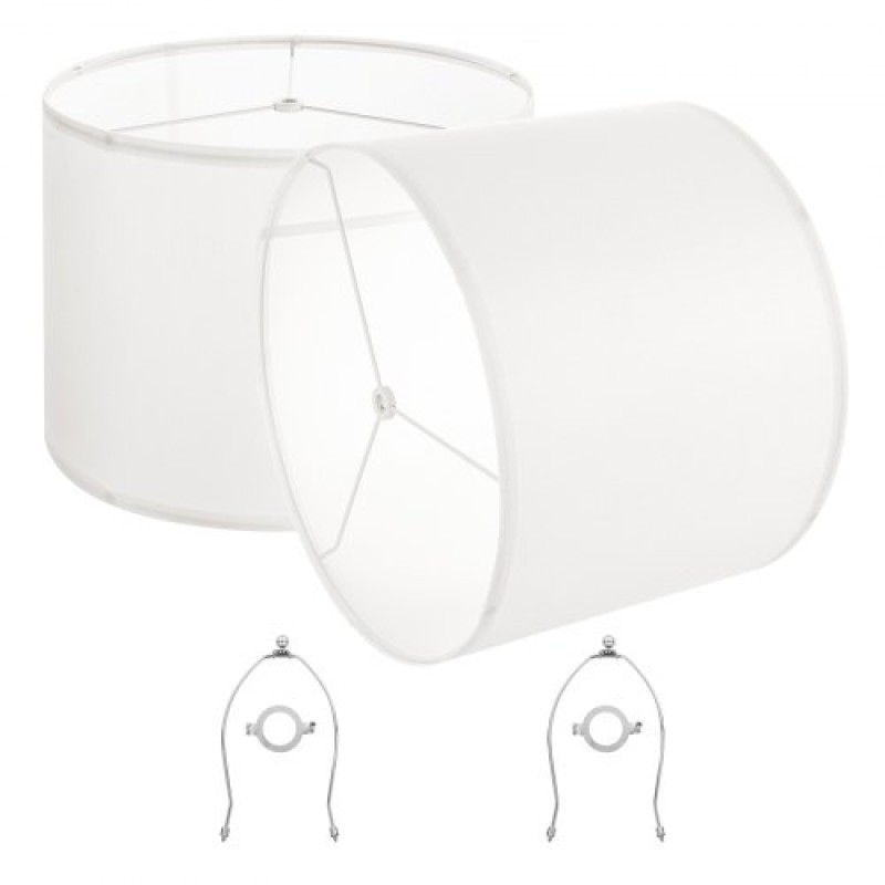 VEVOR Drum Lamp Shade 2 Set, 16 in Top x 16 in Bottom x 12 in High, Large Lampshade with Harp, Ανταλλακτικό φωτιστικό για επιτραπέζια φωτιστικά Φωτιστικά δαπέδου Κρεμαστά φώτα, Απαιτείται εύκολη συναρμολόγηση (εκρού)