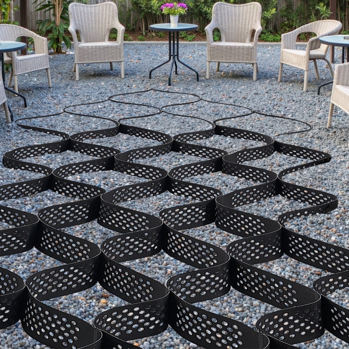 VEVOR Gravel Grid, 4 Inch Depth, 17,06 x 8,86 FT / 5200 x 2700 mm, 1880 LBS Per Sq ft Grass Ground Retainer, Permeable Geo Grids Driveway Stabilization, for Garden, Patio, Walkway, RV Parking Slopes