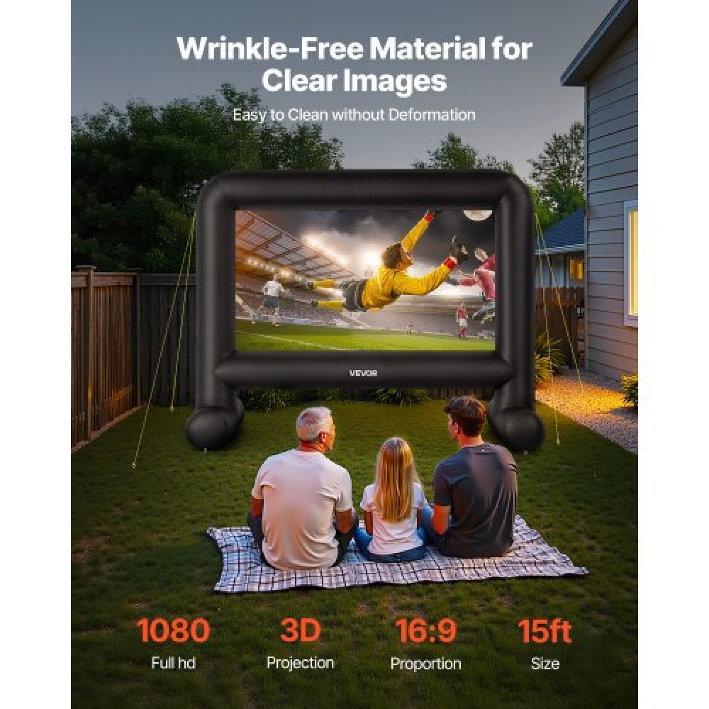VEVOR 15 ft Inflatable Movie Screen 16:9 600D Movie Projector with Portable Bag