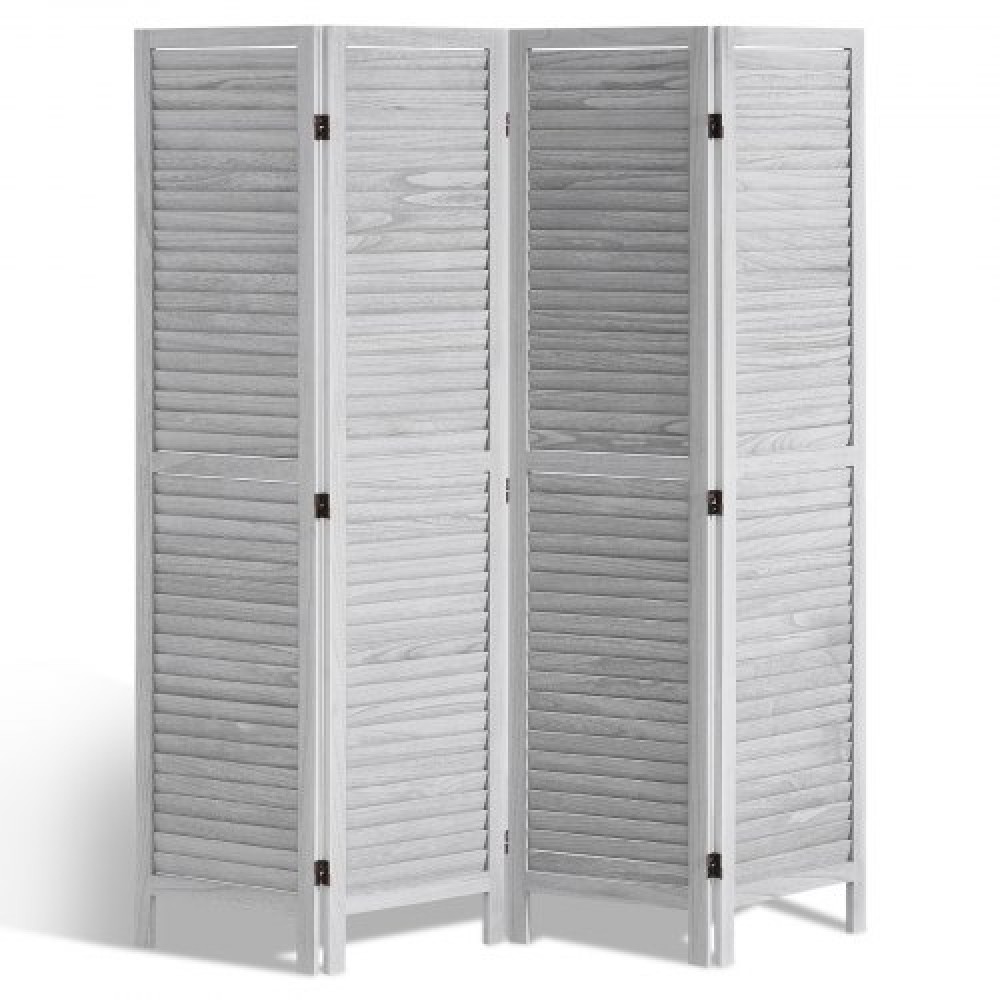 VEVOR Wood Room Divider Privacy Screen 4 Panel Separation Divider (Light Grey) 