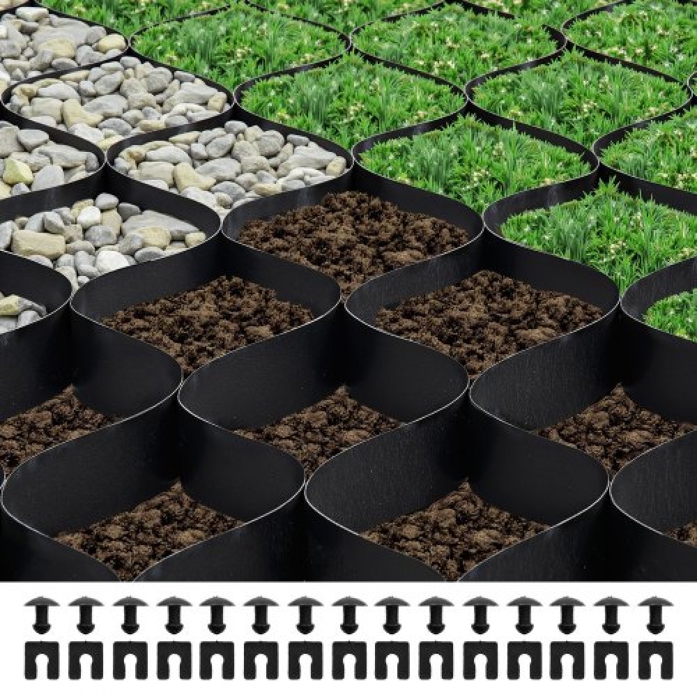VEVOR Gravel Grid, 2 Inch Depth, 26,87 x 3,94 FT / 8200 x 1200 mm, 1880 LBS Per Sq ft Grass Ground Retainer, Permeable Geo Grids Driveway Stabilization, for Garden, Patio, Walkway, RV Parking Slopes