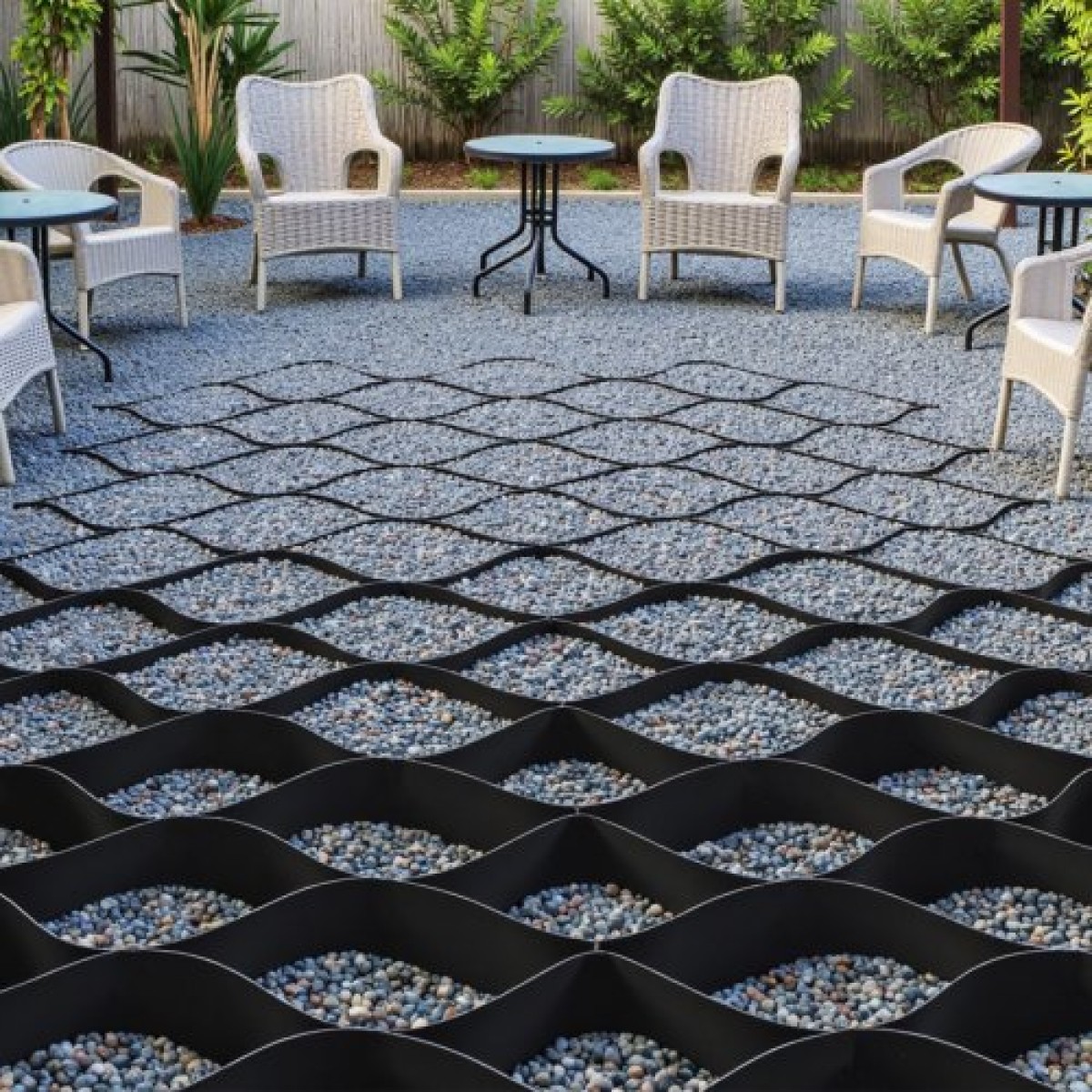 VEVOR Gravel Grid, 2 Inch Depth, 26,87 x 3,94 FT / 8200 x 1200 mm, 1880 LBS Per Sq ft Grass Ground Retainer, Permeable Geo Grids Driveway Stabilization, for Garden, Patio, Walkway, RV Parking Slopes