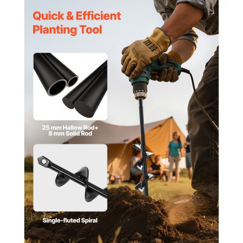 VEVOR 2PCS Auger Drill Bits 11.8" & 8.6" Earth Spiral Post Hole Digger Tool
