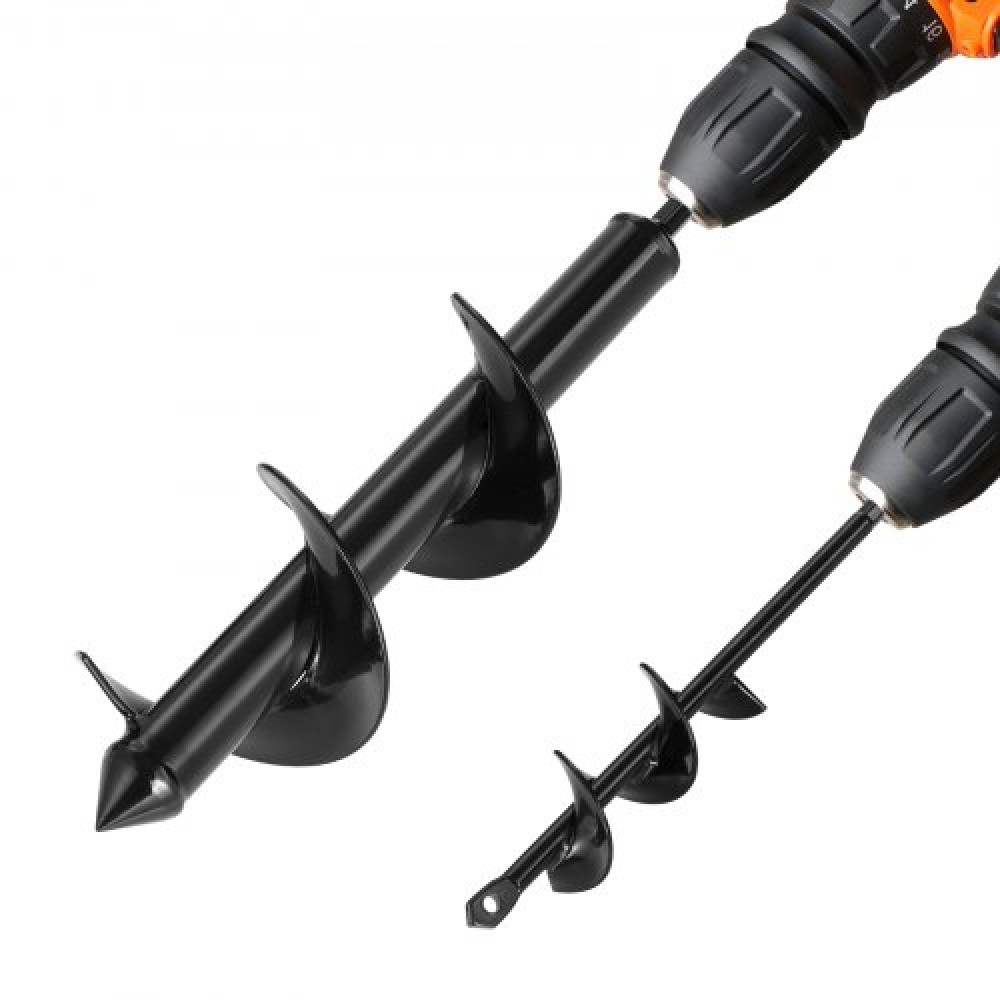 VEVOR 2PCS Auger Drill Bits 11.8" & 8.6" Earth Spiral Post Hole Digger Tool