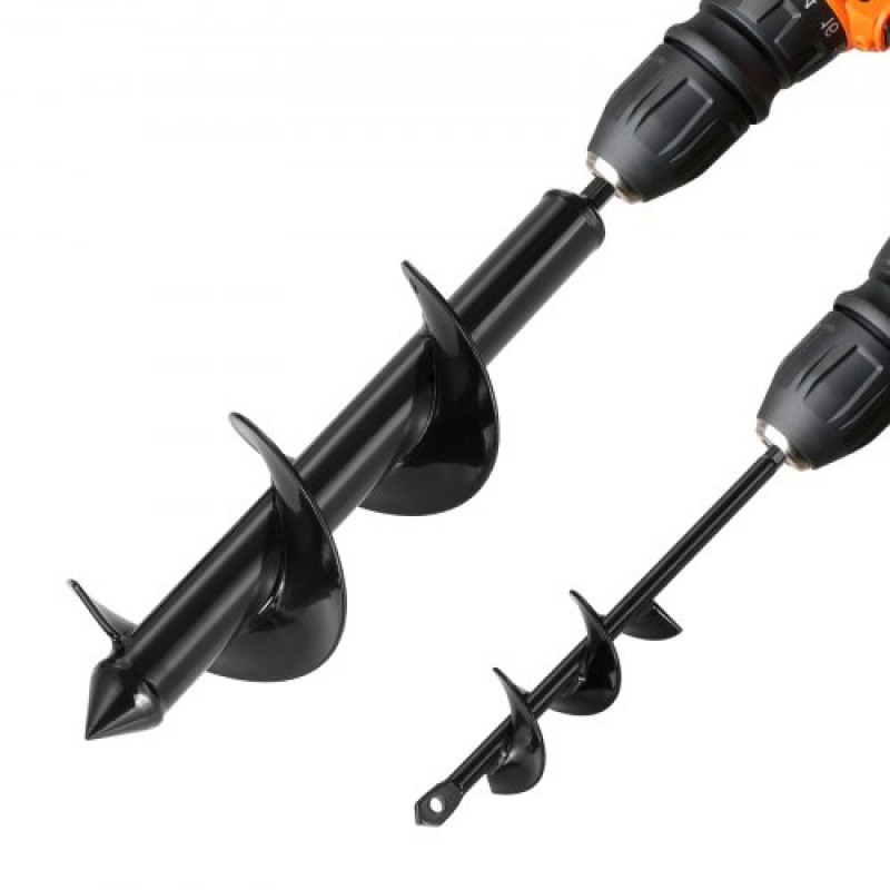 Τρυπάνι VEVOR τρυπάνι για φύτευση σετ 2, 40 x 220 mm & 80 x 300 mm, σπειροειδή τρυπάνια για τρυπάνια 3/8 ιντσών, Εργαλείο φυτευτή βολβών βαρέως τύπου, εξαρτήματα διάνοιξης οπών για εκσκαφέα