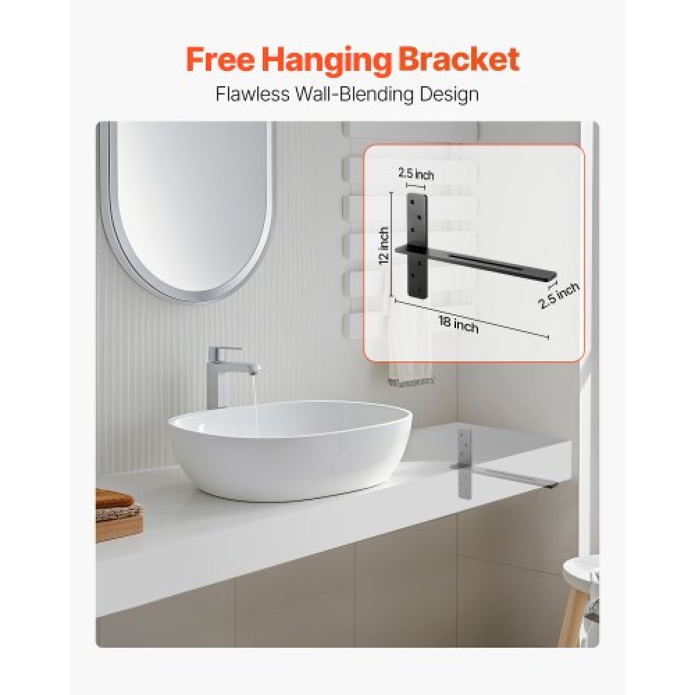 VEVOR 2 Pcs Shelf Brackets 18 inch / 457.2 mm Heavy Duty Floating Shelf Brackets