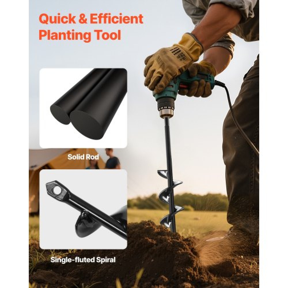 VEVOR Auger Drill Bit 1.57 x 8.67 in Earth Spiral Post Hole Digger Planter Tool