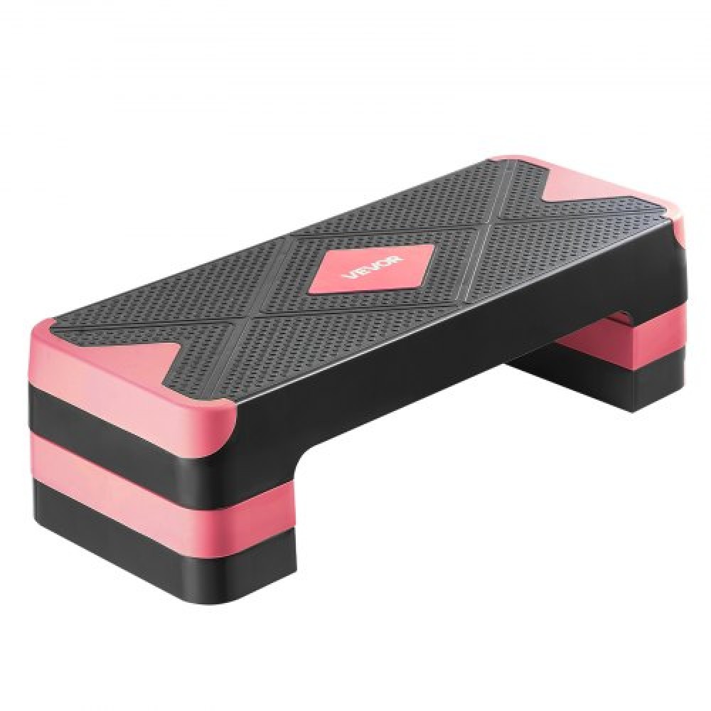 VEVOR Aerobic Exercise Step Platform Adjustable Workout Stepper 4 Riser Red