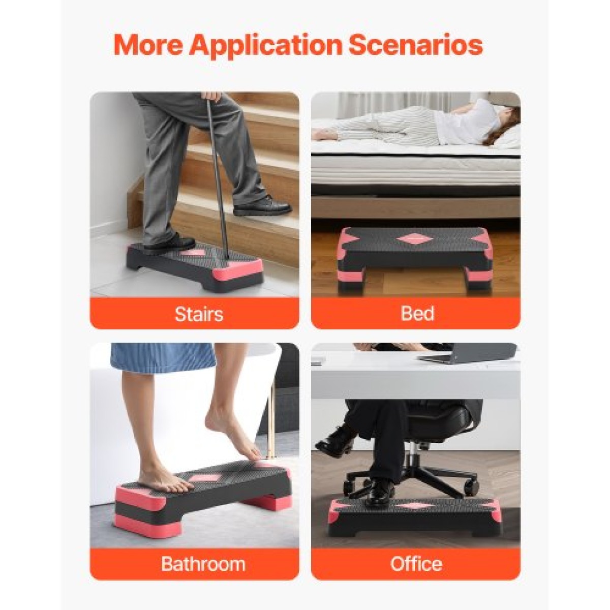 VEVOR Aerobic Step Platform, Aerobic Stepper προπόνησης 28 ιντσών, ρυθμιζόμενο ύψος προπόνησης γυμναστικής Step Deck Trainer με 4 ανυψωτικά, Αντιολισθητικός πάγκος επιφανείας για Home Gym Cardio Strength, κόκκινο