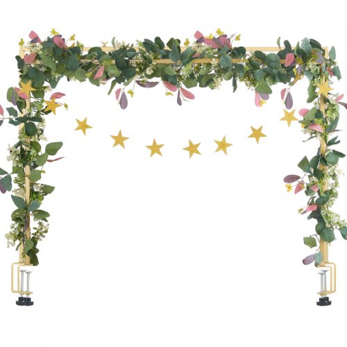 VEVOR Over The Table Rod Stand με σφιγκτήρες, 13"-42" Tall & 28"-98" Length Ρυθμιζόμενο, Μεταλλική επιτραπέζια βάση καμάρας με μπαστούνι, επιτραπέζιο μπαλόνι καμάρας πλαίσιο για Χριστουγεννιάτικα στολίδια γενεθλίων γάμου, χρυσό