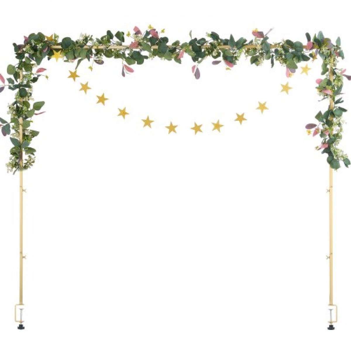 VEVOR Over The Table Rod Stand με σφιγκτήρες, 13"-42" Tall & 28"-98" Length Ρυθμιζόμενο, Μεταλλική επιτραπέζια βάση καμάρας με μπαστούνι, επιτραπέζιο μπαλόνι καμάρας πλαίσιο για Χριστουγεννιάτικα στολίδια γενεθλίων γάμου, χρυσό