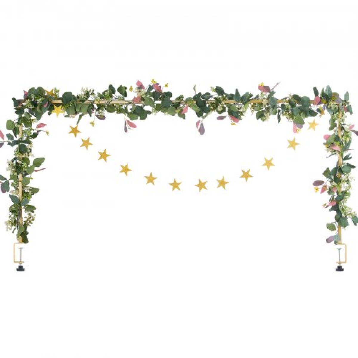 VEVOR Over The Table Rod Stand με σφιγκτήρες, 13"-42" Tall & 28"-98" Length Ρυθμιζόμενο, Μεταλλική επιτραπέζια βάση καμάρας με μπαστούνι, επιτραπέζιο μπαλόνι καμάρας πλαίσιο για Χριστουγεννιάτικα στολίδια γενεθλίων γάμου, χρυσό