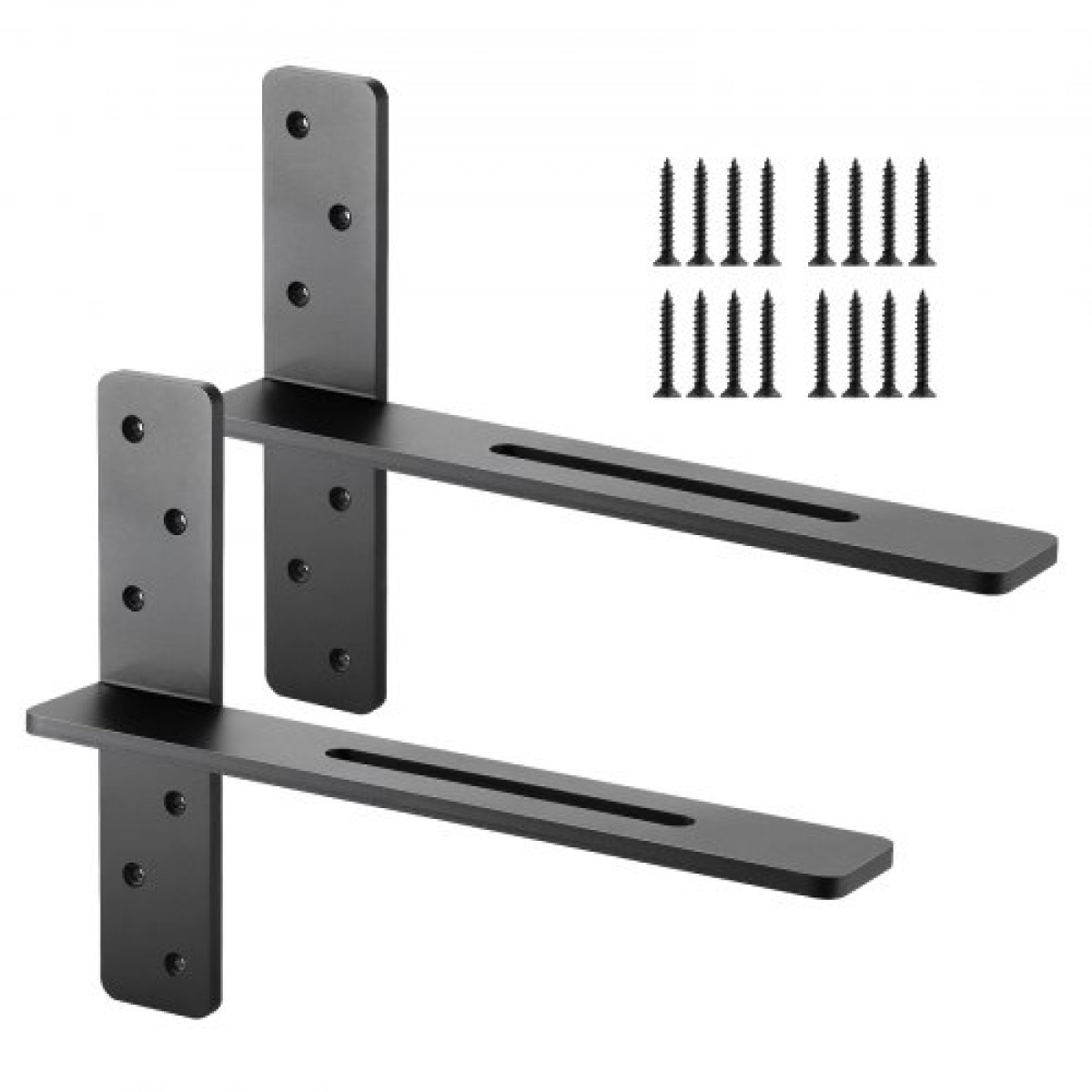 Βάση στήριξης ραφιού VEVOR T 2 τμχ, 200 λίβρες/90 κιλά Χωρητικότητα βάρους, 16x2,89x12 ίντσες / 406,4x73,5x304,8 mm, Στήριγμα από συμπαγές χάλυβα βαρέως τύπου για ράφια, Στήριγμα πάγκου με πλωτό βραχίονα με βίδες