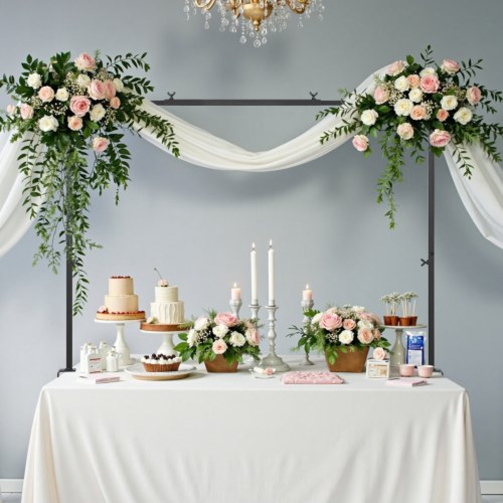 Βάση VEVOR Over The Table Rod με σφιγκτήρες, 13"-42" ψηλό & 28"-98" μήκος ρυθμιζόμενο, 2 πακέτα επιτραπέζια βάση καμάρας, επιτραπέζιο μπαλόνι καμάρας πλαίσιο για χριστουγεννιάτικα στολίδια πάρτι γενεθλίων γάμου, μαύρο