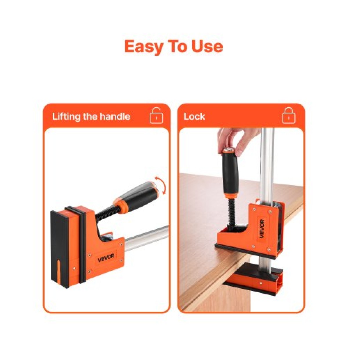 VEVOR Bar Clamps for Woodworking, 2-Pack 60,96 cm Σετ παράλληλων σφιγκτήρων, F-Clamp με όριο φορτίου 680 kg, ομοιόμορφη πίεση, πλαστικό υψηλής αντοχής και ανθρακούχο χάλυβα, για κατεργασία ξύλου μεταλλουργία, πορτοκαλί